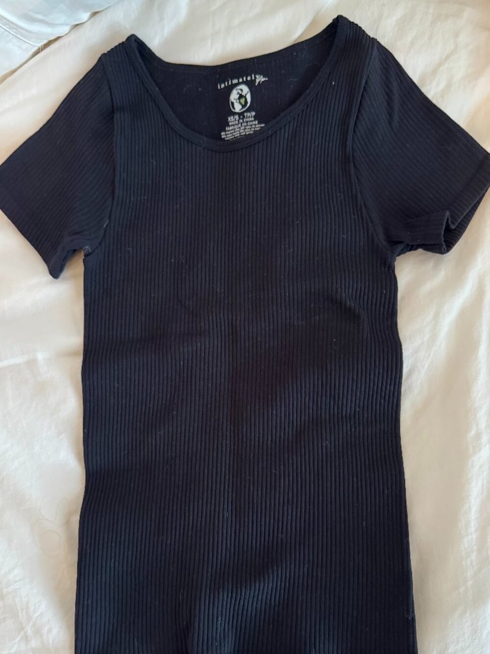 Free People black ripped fitted T shirt size XS/S